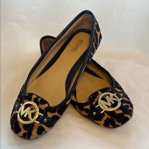 MICHAEL Michael Kors Brown and Black Flats with Leopard Print